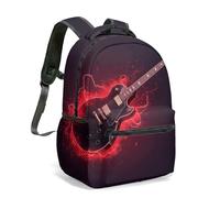 Electric Guitar Lightning Energy Print Backpack Black Modern Abstract School Bag Durable Polyester 40cm (15.6") Laptop Rucksack for Teens Students (02)