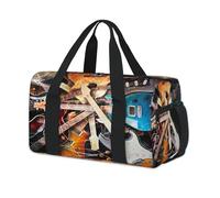 Electric Guitar Lightnings Sport Duffel Bags for Kids Girls Boys Women Men Guitar Overnight Weekender Travel Bag Tote Carry Gym Casual Duffel Bags