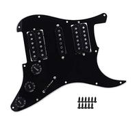 Electric Guitar Loaded Pickguard with HSH Humbucker Pickup, Prewired Replacement for ST SQ Guitars, Includes Potentiometer 5 - Way Switch Knob and 11 Screws, Metal PVC (Black)