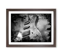 Electric Guitar Modern CB Framed Print | A4 Walnut Framed Wall Art | Ready to Hang | Modern Music Picture | Living Room Bedroom Lounge Office