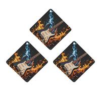 Electric Guitar Music Car Air Freshener, 3 Pcs Rhombus Hanging Air Freshener Cards, Long Lasting Fragrance Scented Cards for Car, Home, Office Black-style
