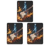 Electric Guitar Music Car Air Freshener, 3 Pcs Square Hanging Air Freshener Cards, Long Lasting Fragrance Scented Cards for Car, Home, Office Black-style