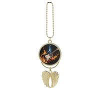 Electric Guitar Music Car Hanging Ornament Rear View Mirror Pendant Lucky Presents Hanging Ornament Funny Car Pendant for Office Auto Home Decoration Golden-style