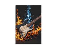 Electric Guitar Music Wall Art, 16x24inch(40x60cm) Vertical Canvas Wall Art Prints, Modern Home Hanging Decor for Living Room, Bedroom, Office, Framed/Unframed, Unframe-style