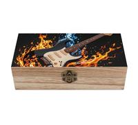 Electric Guitar Music Wooden Keepsake Box with Hinged Lid Handmade Memory Box for Wedding Keepsakes Crafts Jewelry Photos Elegant Decorative Storage Boxes Ideal Bridal Shower Gift