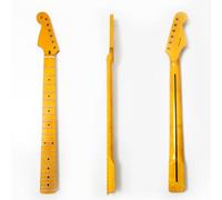 Electric Guitar Neck 22 Fret Maple Fingerboard, Bright Yellow Finish, 12.5" Radius, ST Style Replacement Neck for Fender Stratocaster Upgrade Parts