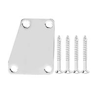 Electric Guitar Neck, Plate 4-Hole Trapezoid Iron Replacement with Crews 4Hole Necks Parts 4 Screws for Jazz Bass Part Plated Silver 6.5x5cm 2.6x2in