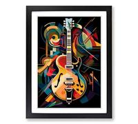 Electric Guitar Orphism Framed Wall Art Print A2 Black | Ready to Hang, Premium Gi Paper, Fade-Resistant Inks, Securely Packaged, UK Made