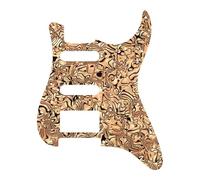 Electric Guitar Parts 11 Holes HSS Humbucker Guitar Pickguard Plate No Volume Hole(Brown)
