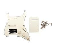 Electric Guitar Pickguard Loaded White Scratch Plate with Built In Pickup and Split Coil Function for Practice Performance and Live Shows (SSH20)