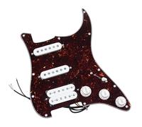 Electric Guitar Pickguard Pickup Alnico 5 Loaded Prewired Pickguard Staggered Pickups SSH ST Electric Guitar Parts(Brown)