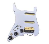 Electric Guitar Pickguard Pickup Left Handed Loaded SSH Pickguard Set Split Coil Mini Humbucker Pickups Kill Converter Output Mute Converter Guitar Parts(White)