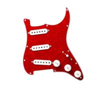 electric Guitar Pickguard pickup set 2 SSS Prewired ST Pickguard 3 Single Coil Pickups Loaded Guitar Pickguard With Black White Pickup(Red pearl w white)