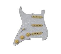 electric Guitar Pickguard pickup set 5 Pickups Guitar Pickups SSS Single Coil Guitar Pickups Loaded Prewired Pickguard Guitar Parts Replace(L White pearl)