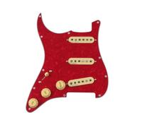 electric Guitar Pickguard pickup set 5 Pickups Guitar Pickups SSS Single Coil Guitar Pickups Loaded Prewired Pickguard Guitar Parts Replace(Red pear)