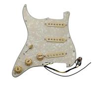electric Guitar Pickguard pickup set 5 Pickups Guitar Pickups SSS Single Coil Guitar Pickups Loaded Prewired Pickguard Guitar Parts Replace(Light yellow pearl)
