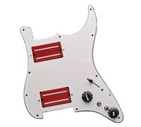 electric Guitar Pickguard pickup set Double Coil Loaded Prewired Scratchplate HH Coil Splitting Guitar Pickguard(Red WH Pickguard)