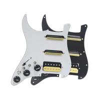 electric Guitar Pickguard pickup set Left Hand SSH Guitar Pickguard Pickup With Silence Converter 3.5 Output Wiring Loaded Prewired Pickup Black White(Black with switch)