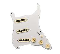 electric Guitar Pickguard pickup set Prewired ST Pickguard SSS 3 Single Coil Pickups Adjustable Big Screws Loaded Guitar Pickguard(White Yellow pickup)