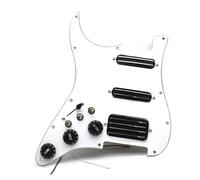 electric Guitar Pickguard pickup set SSH Coil Splitting Pickups Guitar Pickguard 2 Mini Humbucker with Coil Pickup High Output Loaded Prewired Scratchplate(White bk)