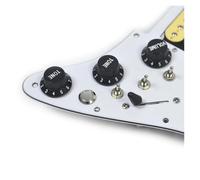 electric Guitar Pickguard pickup set ST Guitar Double Coil Pickup SSH Guitar Pickguard With Silence Switch/3.5 JackLoaded Prewired Black White(White with switch)