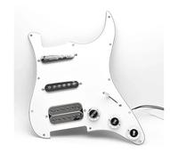 electric Guitar Pickguard pickup set White Black Pearl SSH Loaded Prewired Guitar Pickguard Pickup For FD ST Style Guitar(White with Silver)