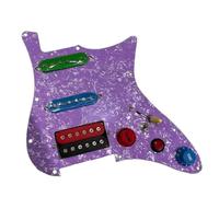 Electric Guitar Pickguard Pickup SSH Prewired ST Guitar Pickguard Coil Split Humbucker Alnico V Pickups Purple/Yellow Pearlescent Color 500K Brass Pots(Purple)