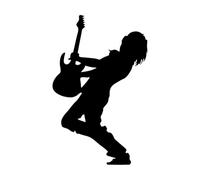 Electric Guitar Player Wall Stickers Guitarist Silhouette Vinyl Wall Decal Music Room Decoration Rocker Star Vinyl Mural Small - 36x57cm