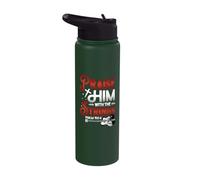 Electric Guitar Praise Him with The Strings Guitarist Stainless Steel Insulated Water Bottle