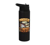 Electric Guitar Praise Him with The Strings Guitarist Stainless Steel Insulated Water Bottle