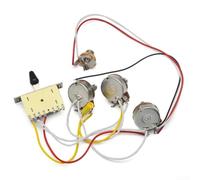Electric Guitar Pre-Wired Circuit 5-Way Switch 500K Pots | Vintage for braided cloth wire, push-back sleeve design, no cutting needed, 7-strand core, ABS housing