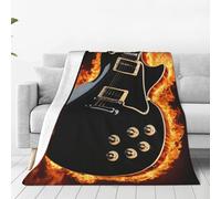 Electric Guitar Print Soft Warm Blankets Fleece Throw, Lightweight Flannel Fleece Blanket For Bed Sofa Couch