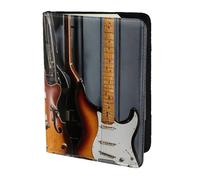 Electric Guitar Print Stylish Men Women 5.5 Inch Passport Travel Document Wallet For Secure Storag, Black, One Size