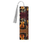 Electric Guitar Print Wooden Bookmarks Tassel Bookmark Book Marks Reading Accessories,for Book Lovers Teachers