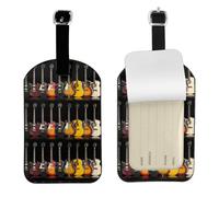 Electric Guitar Printed Leather Luggage Tag, Durable Baggage Identifier, Soft PU ID Label, for Business Travel
