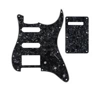 electric Guitar Replacement Pickguard 1 Set Of 11 Holes For ST Electric Guitar Pickguard HSS Scratch Plate & Back Plate & Screws(Black 4)