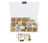Electric Guitar Screw Kit, Guitar Repair Fasteners Assortment Set, Metal Screws Spring Strap Snap with Storage Box, Multiple Sizes for Electric Guitar Maintenance and Replacement P (Golden)