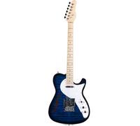 Electric Guitar Semi Hollow Body Single F Hole Printed Full-Size Basswood With Maple Neck Chrome Hardware Available In Multiple Colors(Blue)