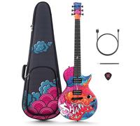 Electric Guitar Shinichi Kobayashi Signature Loong Nova Go Sonic Smart Electric Carbon Fiber Guitarra with 10W Wireless Speaker, Onboard Presets, Charging Cable, Adjusting Wrench, and Gig Bag
