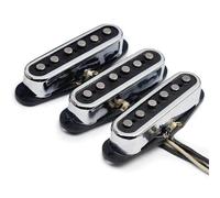 Electric Guitar Single Coil Pickup Set Alnico 2 Staggered ST Style Electric Guitar Pickup With Open Brass Cover Fiber Bobbin ST Pickup Chrome(N M B 1set)