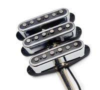 Electric Guitar Single Coil Pickup Set Alnico 3 Staggered ST Style Electric Guitar Pickup With Open Brass Cover Fiber Bobbin ST Pickup Vintage Style Chrome(C)
