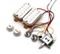 Electric Guitar Single Coil Pickup Set Electric Guitar Dual Dual Pickup Full Line With Pickup Potentiometer ST Electric Guitar Integrated Line(White)