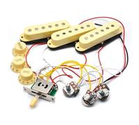 Electric Guitar Single Coil Pickup Set Electric Guitar Pickup Wiring Harness Prewired 5-way Converter 2T1V Multi Type Pickup For ST Guitar Black-White Yellow(Yellow)