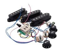Electric Guitar Single Coil Pickup Set Electric Guitar Pickup Wiring Harness Prewired 5-way Converter 2T1V Multi Type Pickup For ST Guitar Black-White Yellow(Black)