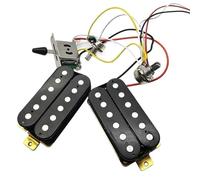 Electric Guitar Single Coil Pickup Set Guitar Humbucker Pickup 500K Potentiometer 1T1V With 3-way Converter Pre Wired Electric Guitar Pickup Black/White 50/52(Black)