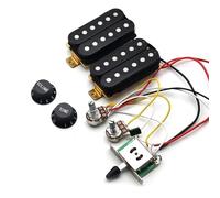 Electric Guitar Single Coil Pickup Set Guitar Humbucker Pickups With 3-way Converter 500K Potentiometer 1T1V Wiring Harness Prewired Black/White(Black)