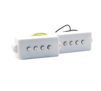 Electric Guitar Single Coil Pickup Set Open Type 4-String Precision P Bass Guitar Pickup For Electric Bass Guitar Parts Black White Set Pickup(White)
