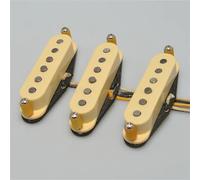 Electric Guitar Single Coil Pickup Set SSS Alnico 5 Guitar Pickups Grey Bottom Plate Heavy Build Coil Wire In AWG Left Hand(Yellow)