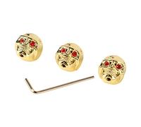 Electric Guitar Skull Knobs Metal Volume Tone Head Cap for Guitarists Smooth Touch Resistant 3Pcs (GD305 Gold)