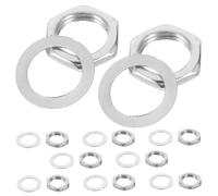 Electric Guitar Socket Nut and Washer 10 Sets Hexagonal Silver Alloy | Practical Replacement Part, Easy to Carry, Safe Finish, Not Easy to Fade, Beautiful Look